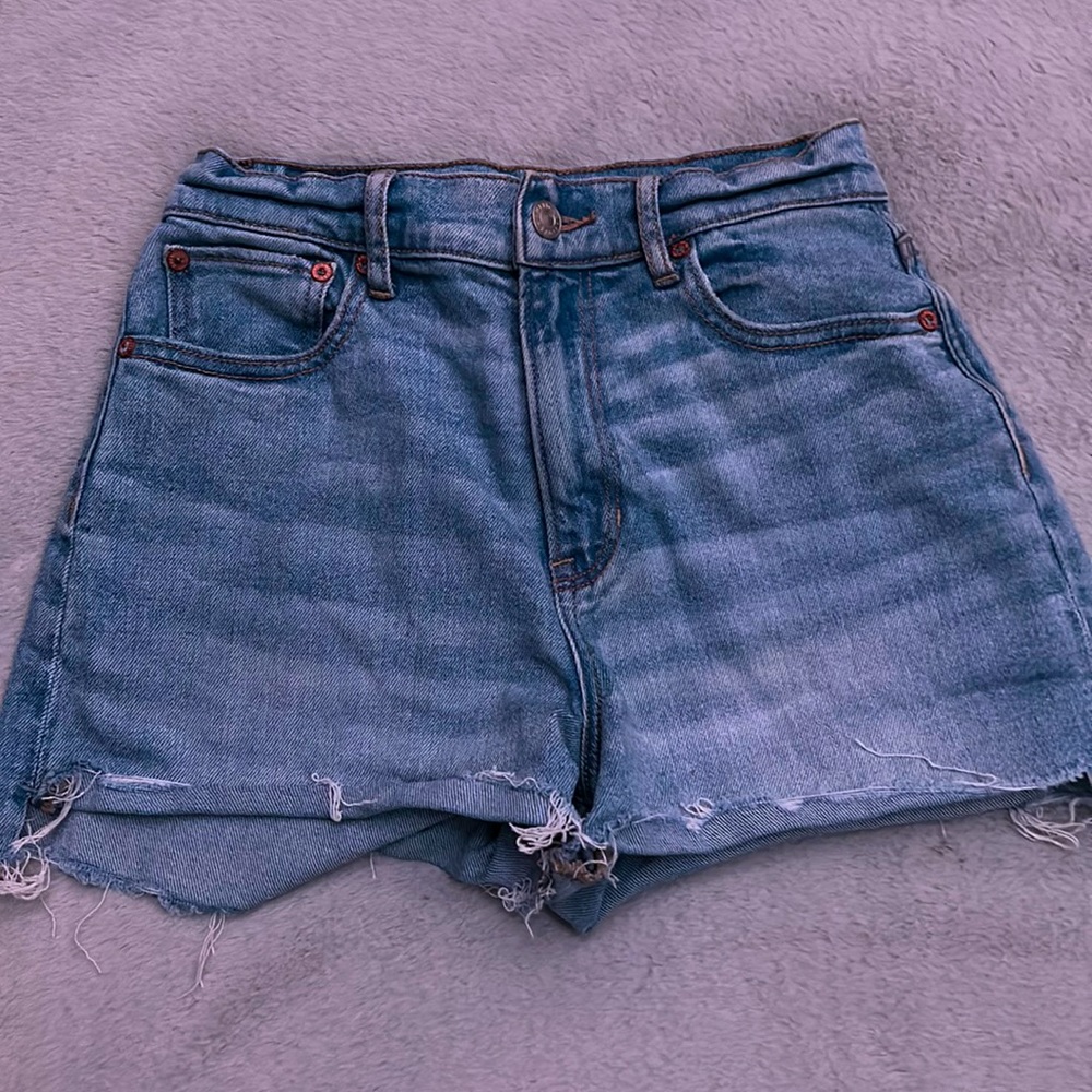 Button light blue jean shorts